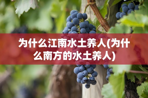 为什么江南水土养人(为什么南方的水土养人)