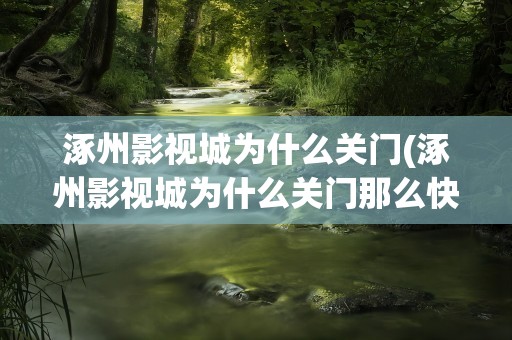 涿州影视城为什么关门(涿州影视城为什么关门那么快)