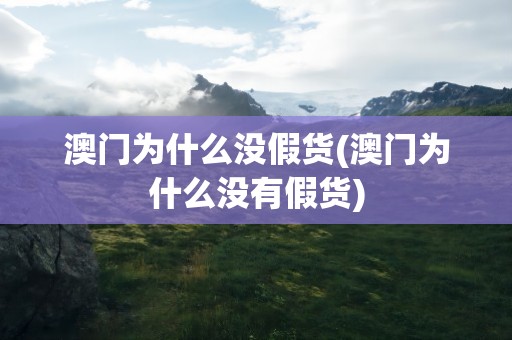澳门为什么没假货(澳门为什么没有假货)