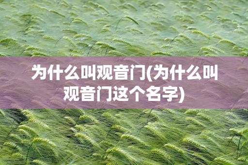 为什么叫观音门(为什么叫观音门这个名字)