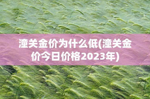 潼关金价为什么低(潼关金价今日价格2023年)
