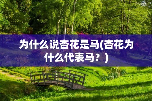 为什么说杏花是马(杏花为什么代表马？)