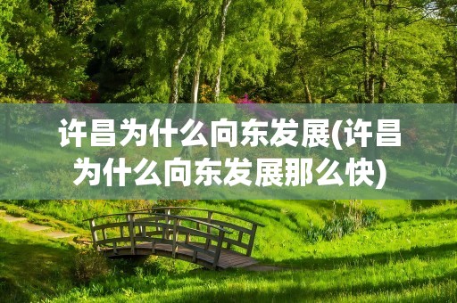 许昌为什么向东发展(许昌为什么向东发展那么快)