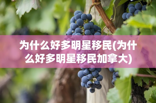 为什么好多明星移民(为什么好多明星移民加拿大)