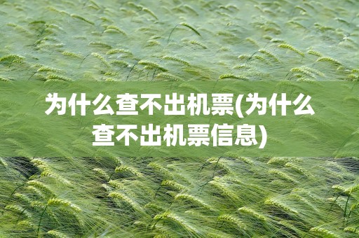 为什么查不出机票(为什么查不出机票信息)