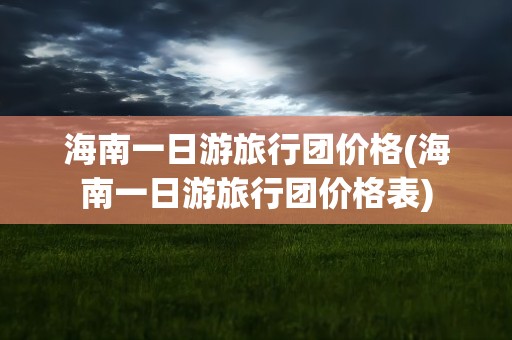 海南一日游旅行团价格(海南一日游旅行团价格表)