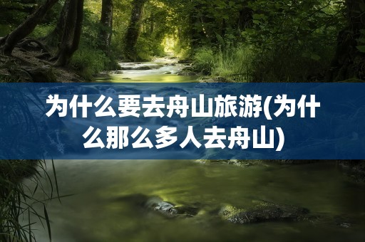为什么要去舟山旅游(为什么那么多人去舟山)
