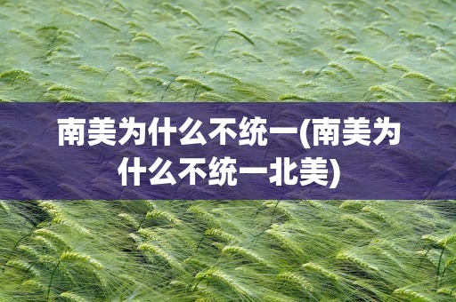 南美为什么不统一(南美为什么不统一北美)