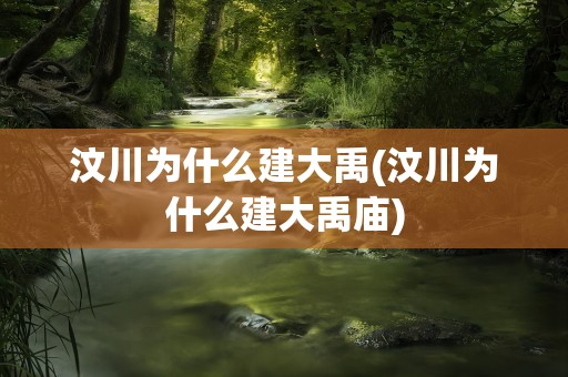 汶川为什么建大禹(汶川为什么建大禹庙)