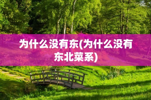 为什么没有东(为什么没有东北菜系)