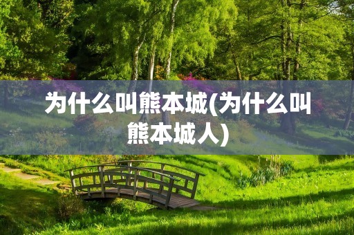 为什么叫熊本城(为什么叫熊本城人)