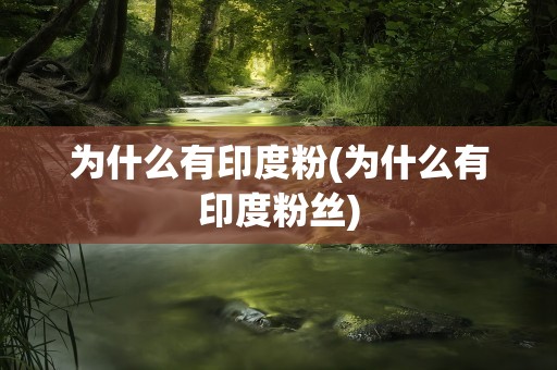 为什么有印度粉(为什么有印度粉丝)