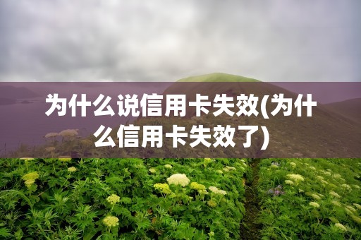 为什么说信用卡失效(为什么信用卡失效了)