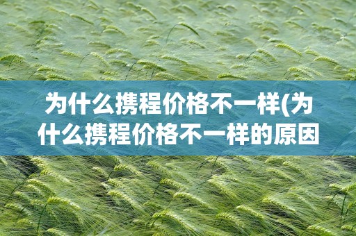 为什么携程价格不一样(为什么携程价格不一样的原因)