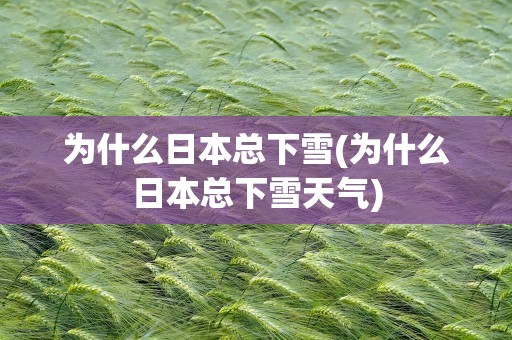 为什么日本总下雪(为什么日本总下雪天气)