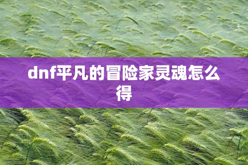 dnf平凡的冒险家灵魂怎么得