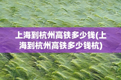 上海到杭州高铁多少钱(上海到杭州高铁多少钱杭)