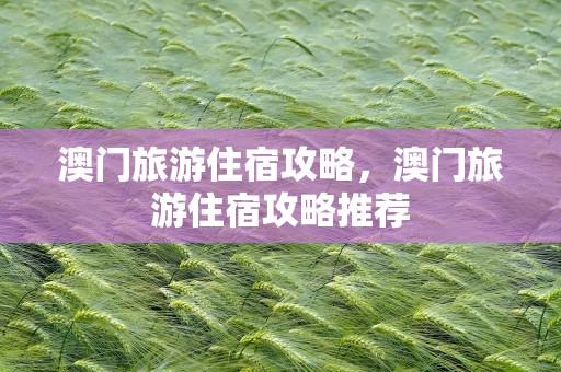 澳门旅游住宿攻略，澳门旅游住宿攻略推荐