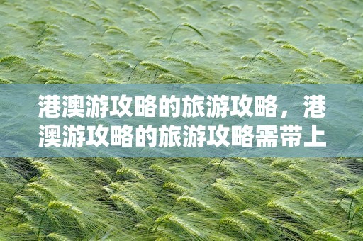 港澳游攻略的旅游攻略，港澳游攻略的旅游攻略需带上什么