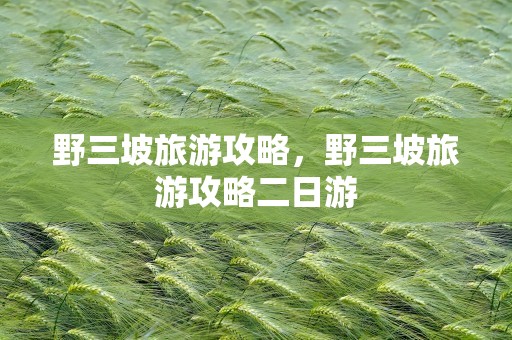 野三坡旅游攻略，野三坡旅游攻略二日游