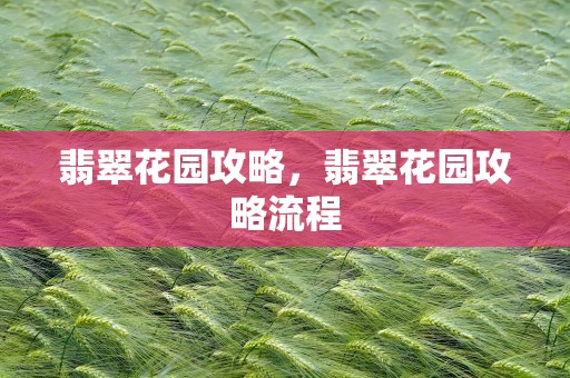 翡翠花园攻略，翡翠花园攻略流程