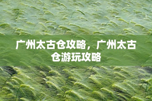 广州太古仓攻略，广州太古仓游玩攻略