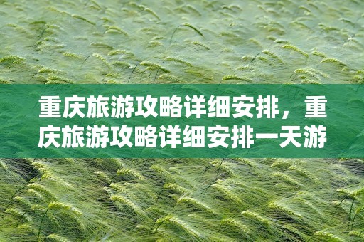 重庆旅游攻略详细安排，重庆旅游攻略详细安排一天游玩