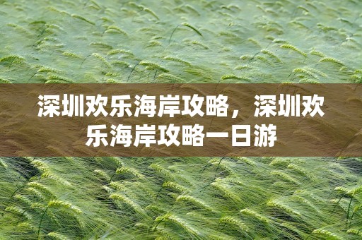 深圳欢乐海岸攻略，深圳欢乐海岸攻略一日游