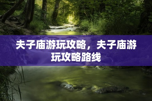 夫子庙游玩攻略，夫子庙游玩攻略路线