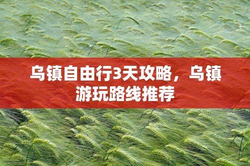 乌镇自由行3天攻略，乌镇游玩路线推荐