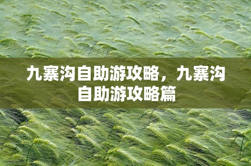 九寨沟自助游攻略，九寨沟自助游攻略篇