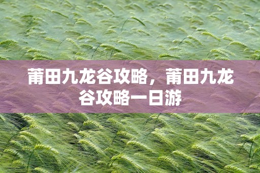 莆田九龙谷攻略，莆田九龙谷攻略一日游