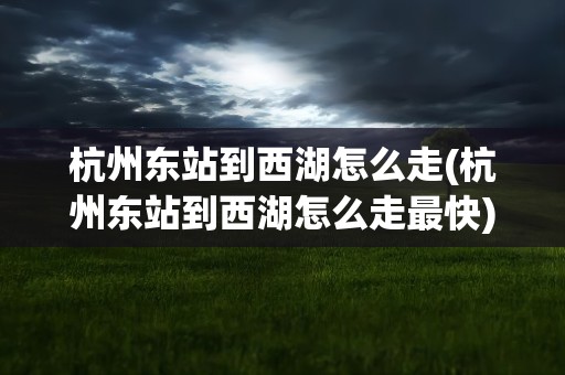 杭州东站到西湖怎么走(杭州东站到西湖怎么走最快)