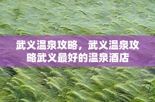 武义温泉攻略，武义温泉攻略武义最好的温泉酒店