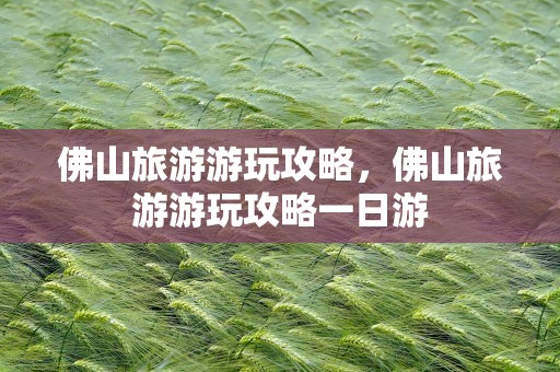 佛山旅游游玩攻略，佛山旅游游玩攻略一日游