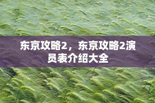 东京攻略2，东京攻略2演员表介绍大全