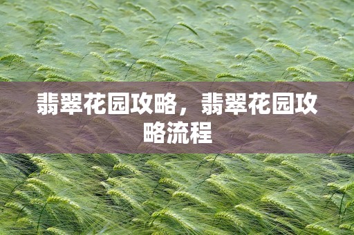 翡翠花园攻略，翡翠花园攻略流程