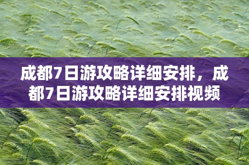 成都7日游攻略详细安排，成都7日游攻略详细安排视频