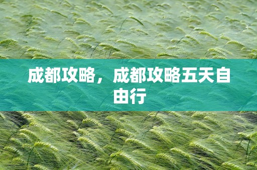 成都攻略，成都攻略五天自由行