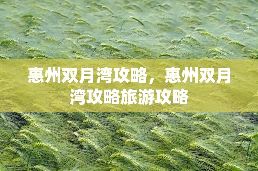 惠州双月湾攻略，惠州双月湾攻略旅游攻略