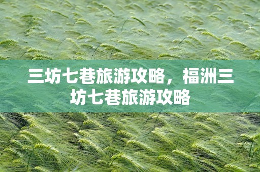 三坊七巷旅游攻略，福洲三坊七巷旅游攻略