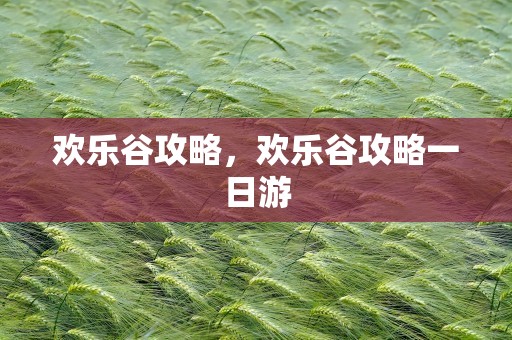 欢乐谷攻略，欢乐谷攻略一日游