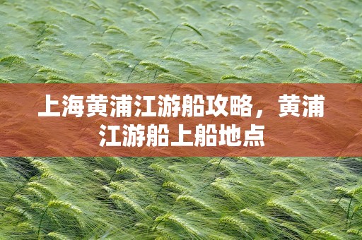 上海黄浦江游船攻略，黄浦江游船上船地点