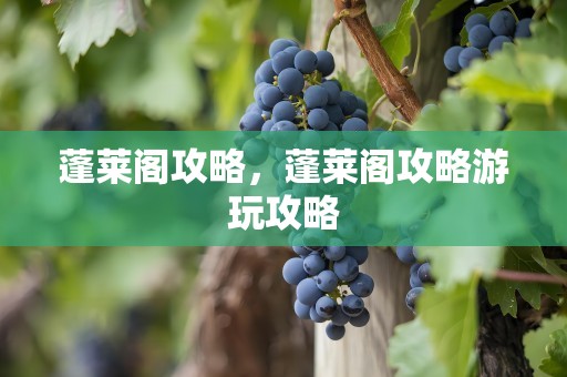 蓬莱阁攻略，蓬莱阁攻略游玩攻略