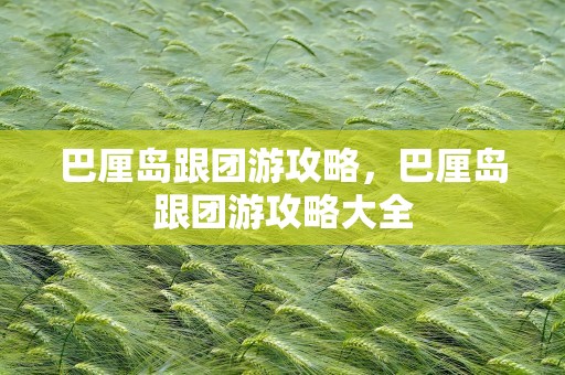 巴厘岛跟团游攻略，巴厘岛跟团游攻略大全