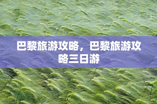 巴黎旅游攻略，巴黎旅游攻略三日游
