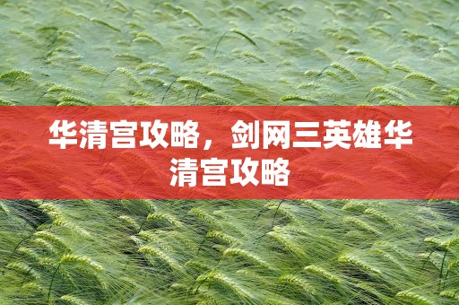 华清宫攻略，剑网三英雄华清宫攻略