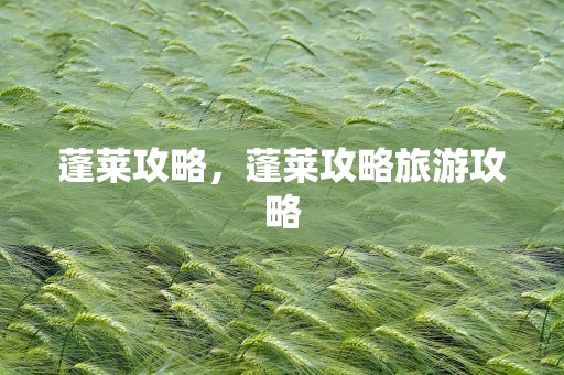 蓬莱攻略，蓬莱攻略旅游攻略