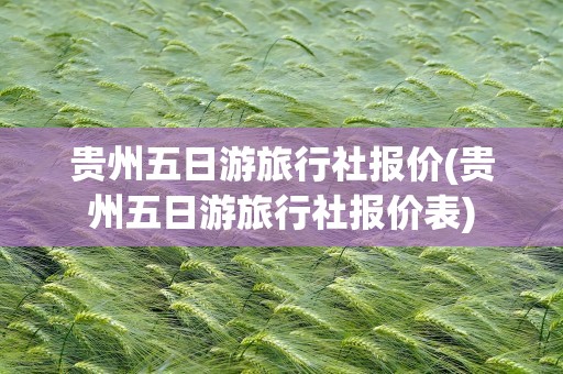 贵州五日游旅行社报价(贵州五日游旅行社报价表)