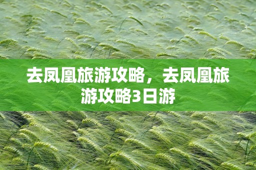 去凤凰旅游攻略，去凤凰旅游攻略3日游
